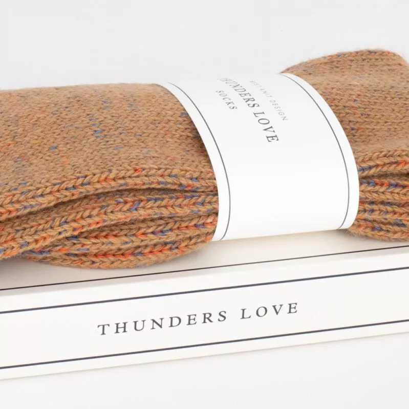 גרבי THUNDERS LOVE קולקציית צמר ממוחזר צבע חול