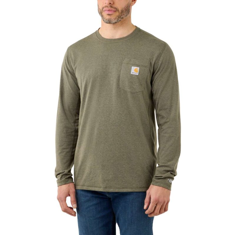 חולצת טי כיס שרוול ארוך FORCE® ירוק בזיליקום 104617_