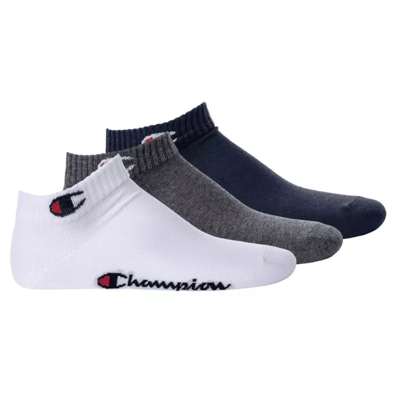 CHAMPION- שלישיית גרבי ספורט מעל הקרסול צבע נייבי, לבן, אפור פחם
