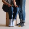 פסים ובהונות- גרבי פסים יוניסקס שחור וחרדל