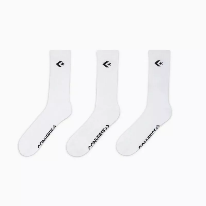 CONVERSE - שלישיית גרבי ספורט  צבע לבן