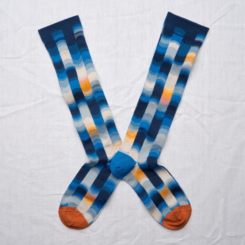 BR903 | גרבי בון מייסון עד הברך דגם Abstract Navy