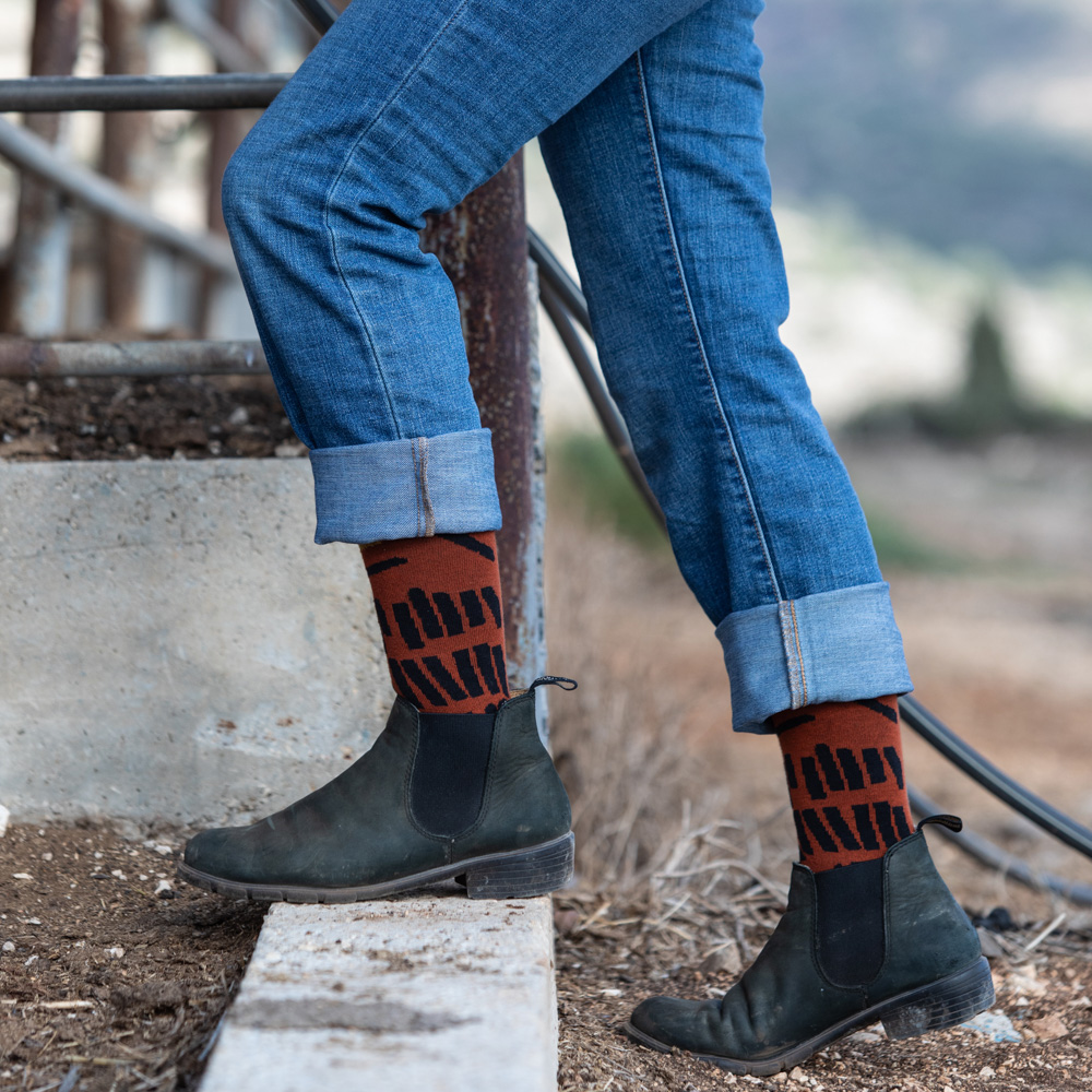 גריק - גרבי כותנה בצבע טרקוטה