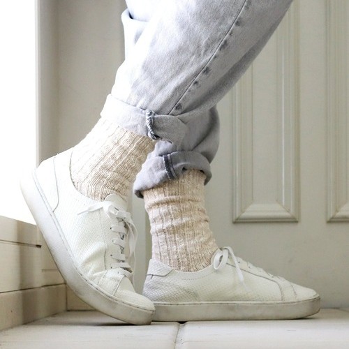 גרבי כותנה ופשתן מבית Put On Socks דגם Grain צבע שבולת שועל