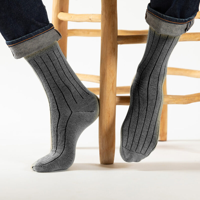 גרבי ריב גברים - צבע אפור