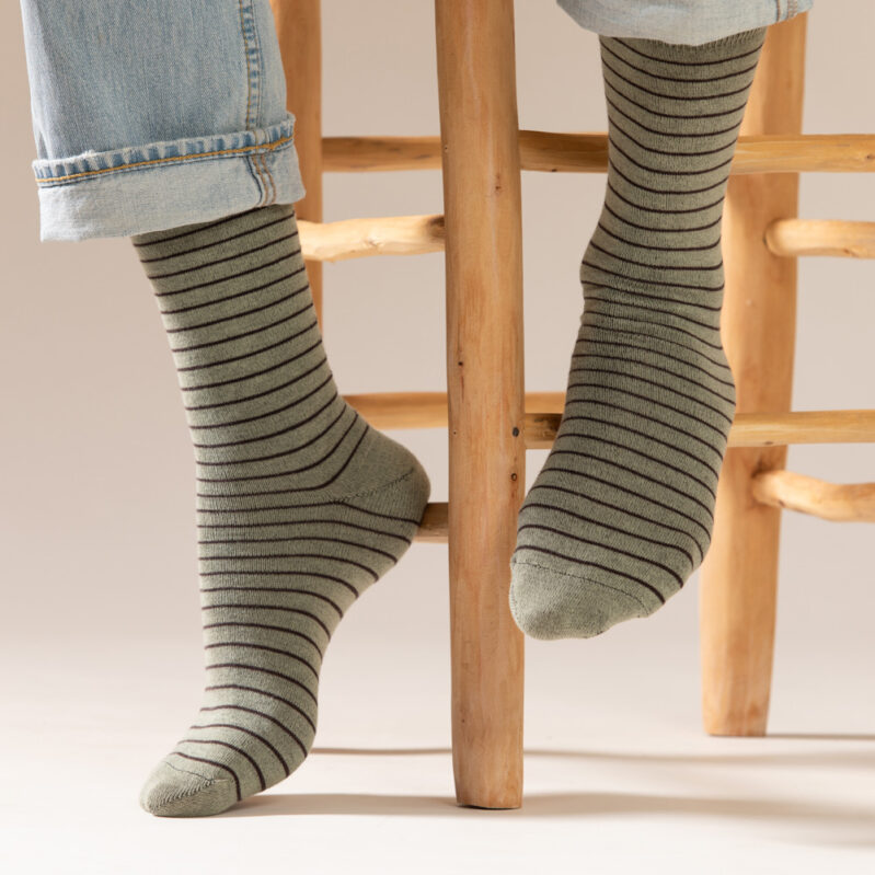 גרבי כותנה פס דק - צבע ירוק