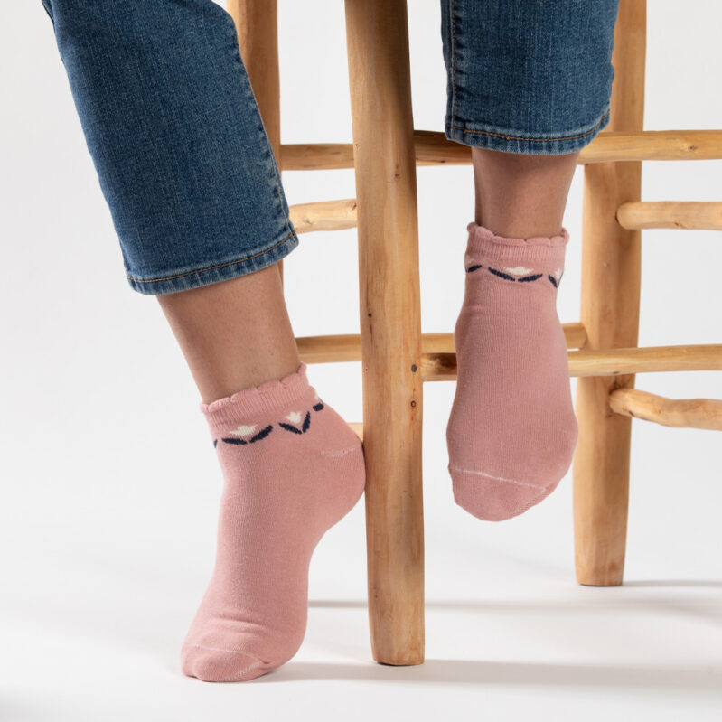 פעמונית - זוג קרסוליות כותנה בצבע ורוד