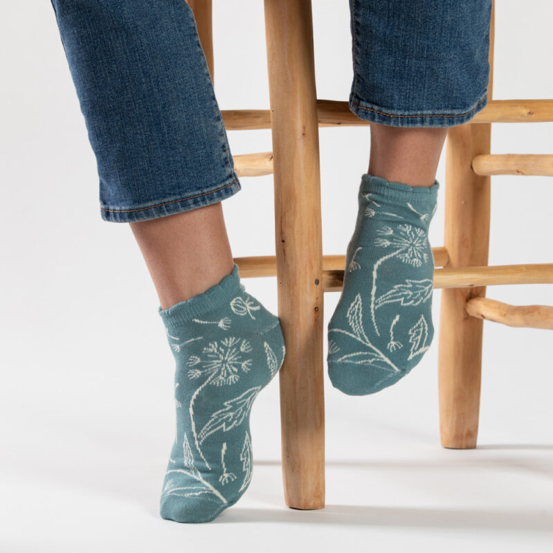 שן הארי - זוג קרסוליות כותנה בצבע טורקיז