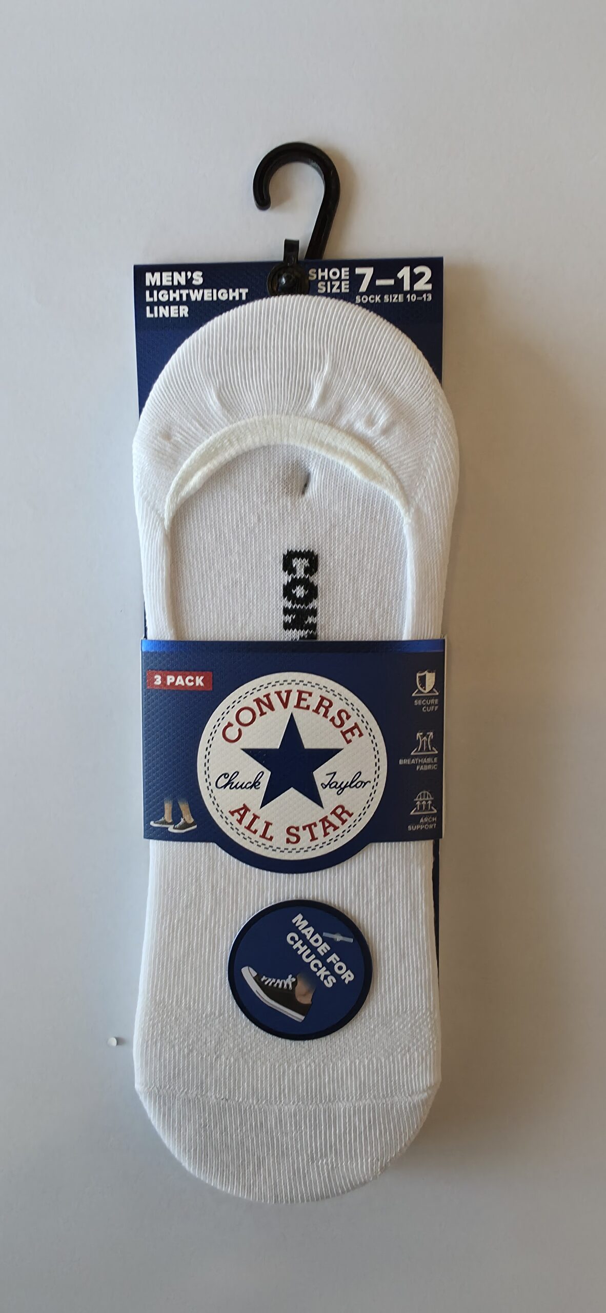 CONVERSE - שלישיית גרבי NOSHOW צבע לבן