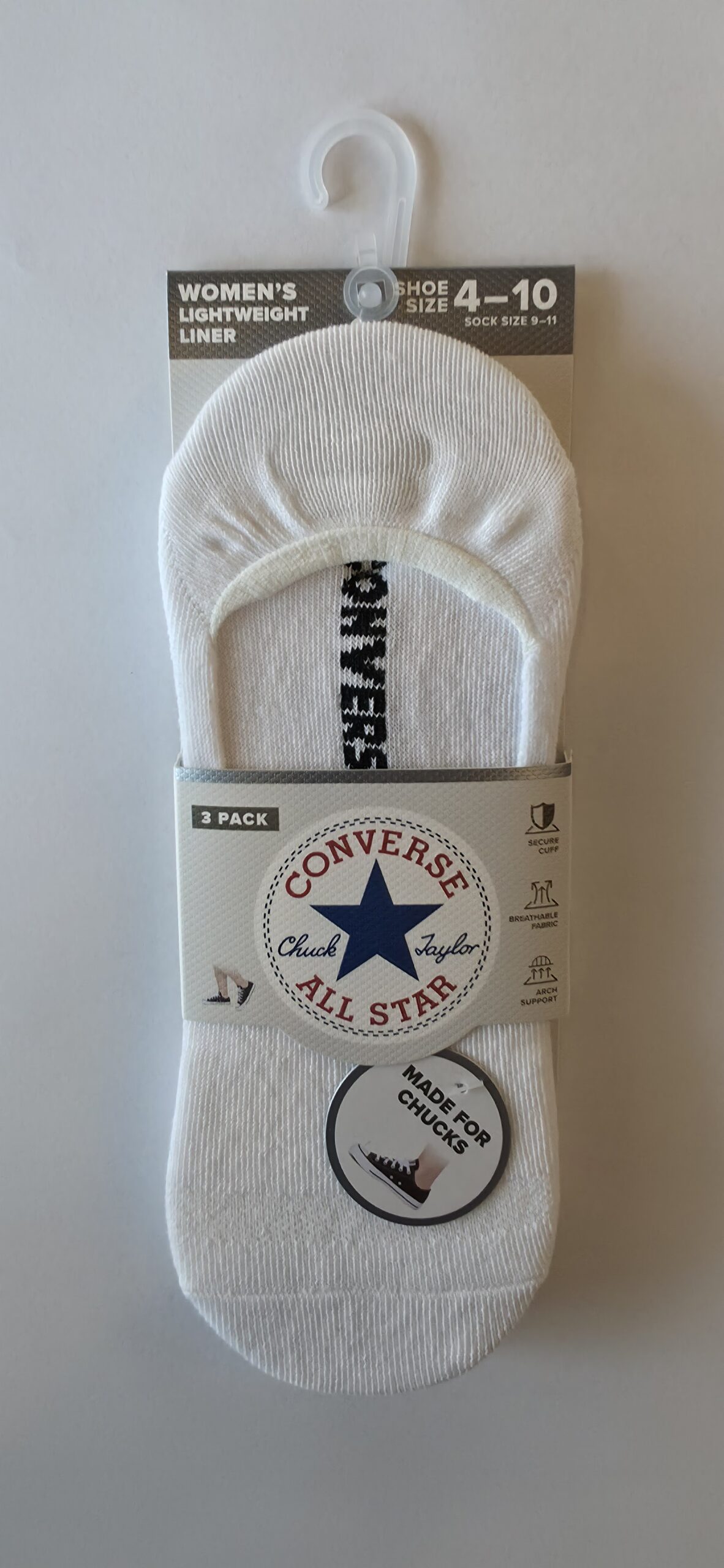 CONVERSE - שלישיית גרבי NOSHOW צבע לבן