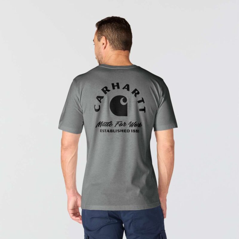 107317 | חולצה קלה שרוול קצר עם כיס וגרפיקה בגב צבע אפור