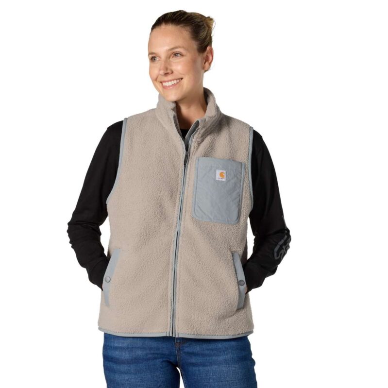 107729 | וסט נשים  מ SHERPA FLEECE צבע חול ותכלת