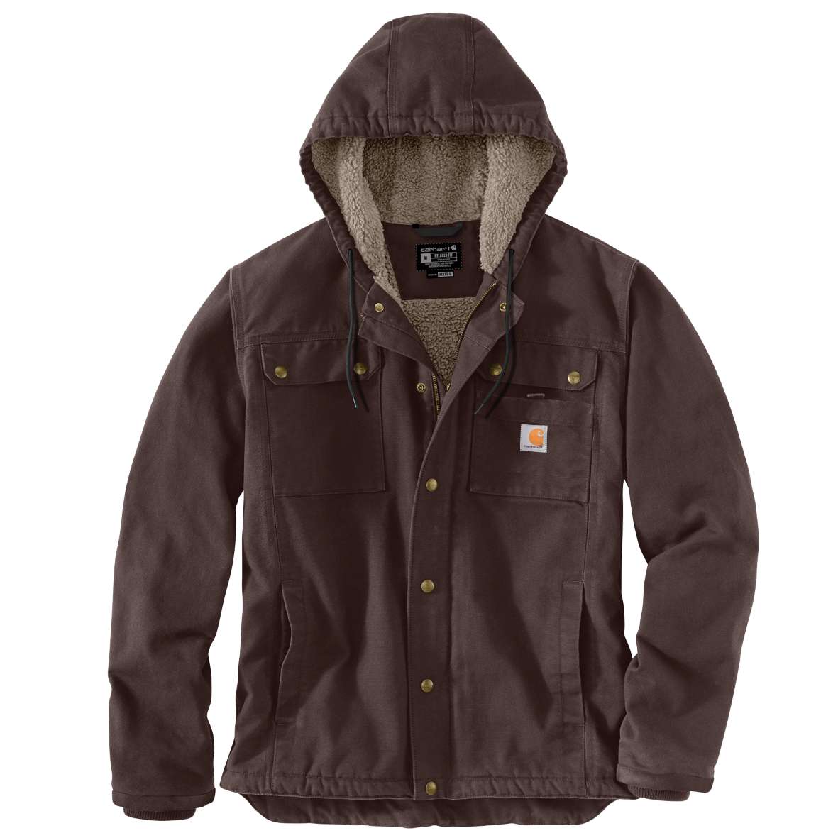 103826 ג'קט בארלט עם ברדס וביטנת שרפה מחממת צבע חום קפה כהה