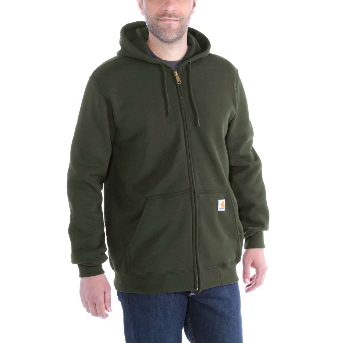 K122 | סווטשירט קפוצ'ון LOOSE FIT עם רוכסן מלא צבע ירוק MOSS