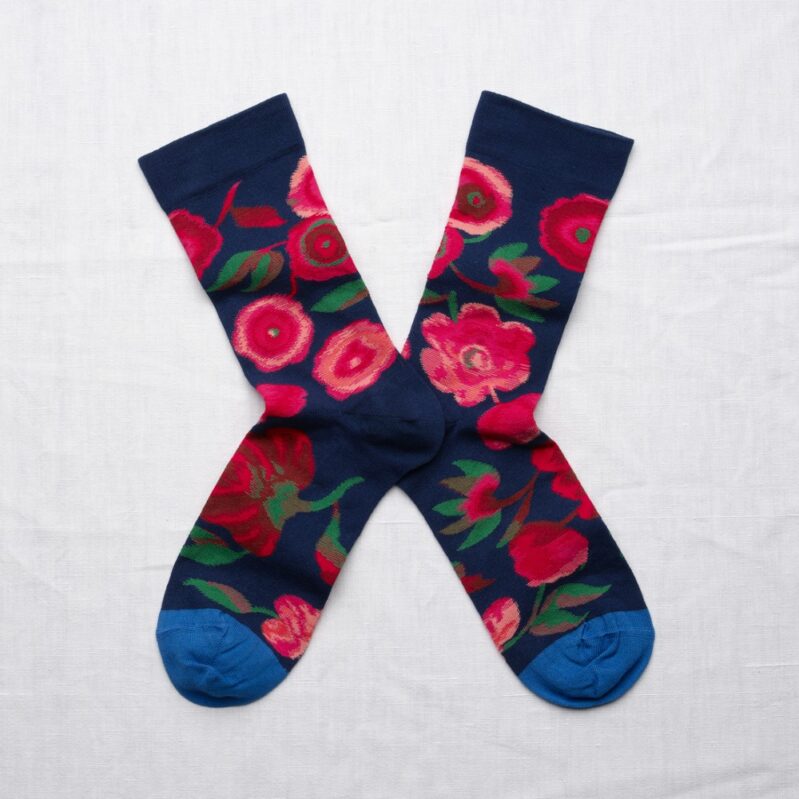 CO801 | גרבי בון מייסון דגם Dark Blue Flowers